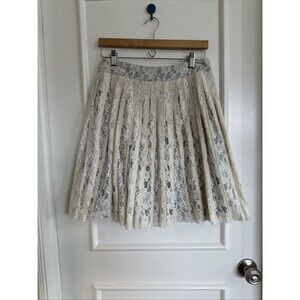 Sundance Size 4 Adoria Skirt Lace Cream Women’s Side Zip Gray Lined